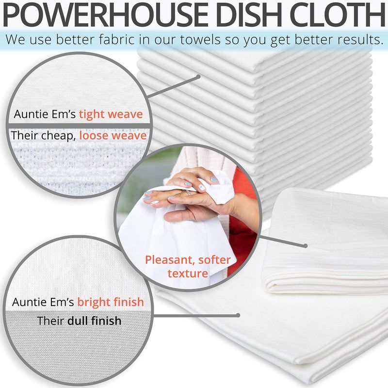 Aunti Em's Kitchen Flour Sack Dish Towels - Natural Cotton for Embroidery and Drying Glass, Hand, Dinnerware - Plain, Thick, Zero-Lint - Highly Absorbent - Set of 13, 27 x 27 Inch, White - Image 2